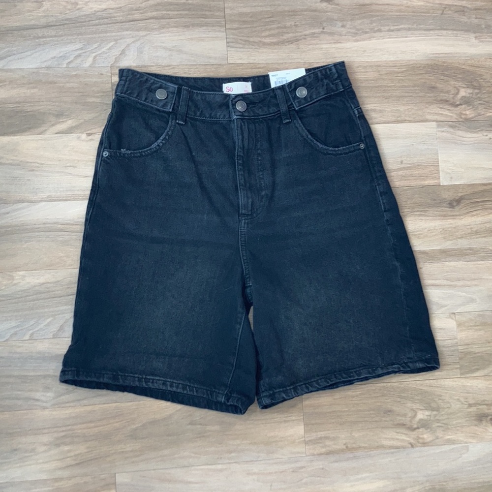 SO high rise black denim jean short 8 in inseam size 13 jrs - Picture 8 of 13